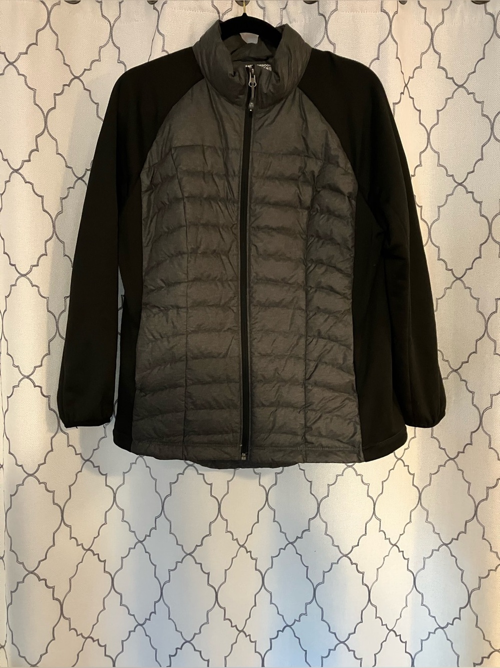 🌸 Weatherproof 32degrees Quilted Front Puffer Jacket in Black & Charcoal